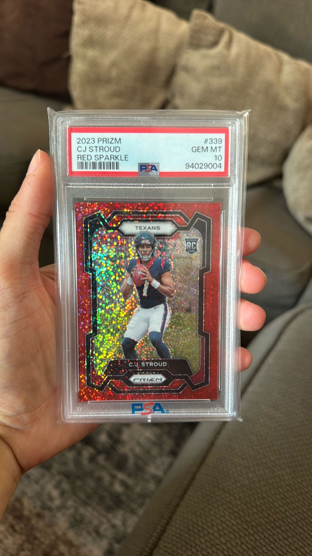 2023 Panini Prizm CJ Stroud Red Sparkle Rookie PSA 10