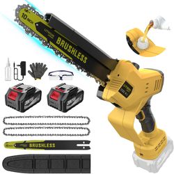Electric chainsaw with 2 chains and 2 batteries