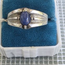 Sterling Silver Blue Stone Size 12