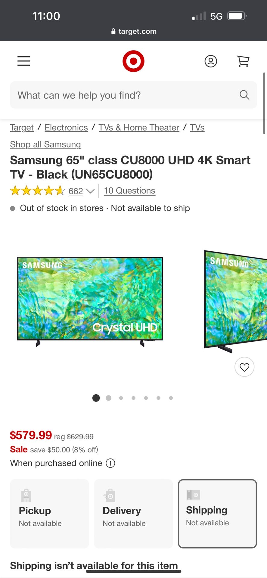 Samsung 65 Inch TV 4K Smart TV Class CU8000 UHD