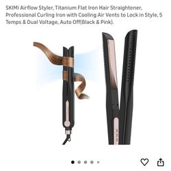 SKIMI Airflow Styler, Titanium Flat Iron Hair Straightener, Professional Curling Iron with Cooling Air Vents to Lock in Style, 5 Temps & Dual Voltage,