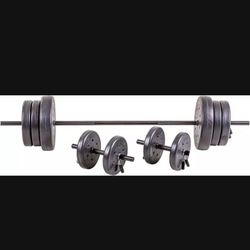 LOW PRICE MOVING- BRAND NEW WEIGHTS SET AND NEW OLYMPIC BAR