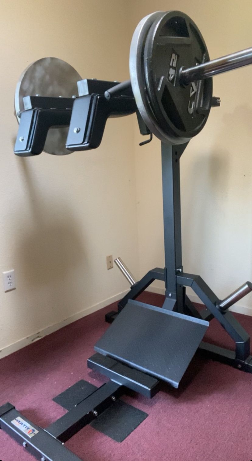 Titan Fitness V-Squat + Olympic Weights + Dumbbells With Rack+ Neutral Grip Red Barbell+ Pull Up Bar