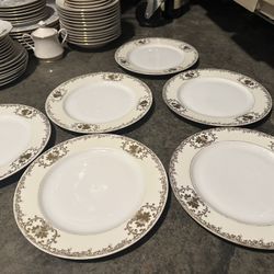 Gold And White Antique Dinner Plates