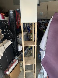 Floor lamp Japanese Style In Natural Wood With Shelves Like New