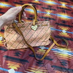Dooney & Bourke Handbag Womens Medium Pink Heart Print With Strap Coated Canvas