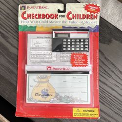 💰New! Vintage Checkbook For Children w Calculator and Parent Checks Educational Toy