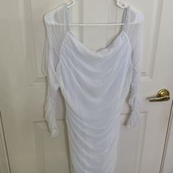Long White Mesh Dress