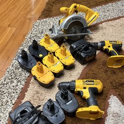 DeWalt Power Tool Lot: Circular Saw, Drills, Batteries & Chargers