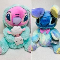 10” Disney Lilo and Stitch Angel Springtime Easter Plush + Disney Parks Stitch