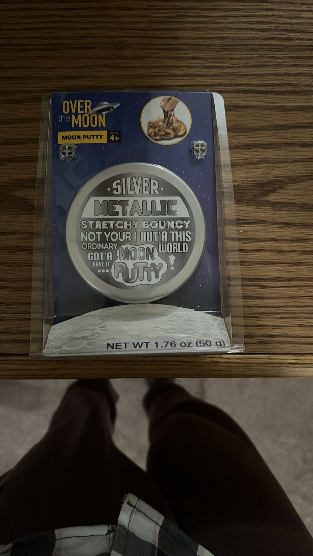 New Over the Moon silver metallic stretchy bouncy moon putty