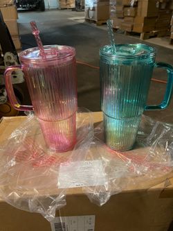 Improvement Set Of 2 Iridescent Ribbed Tumblers