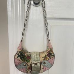 Y2K floral Guess multi-coloured shoulder bag with chain strap #y2kfashion