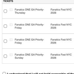 Fanatics Fan Fest nyc Tickets 