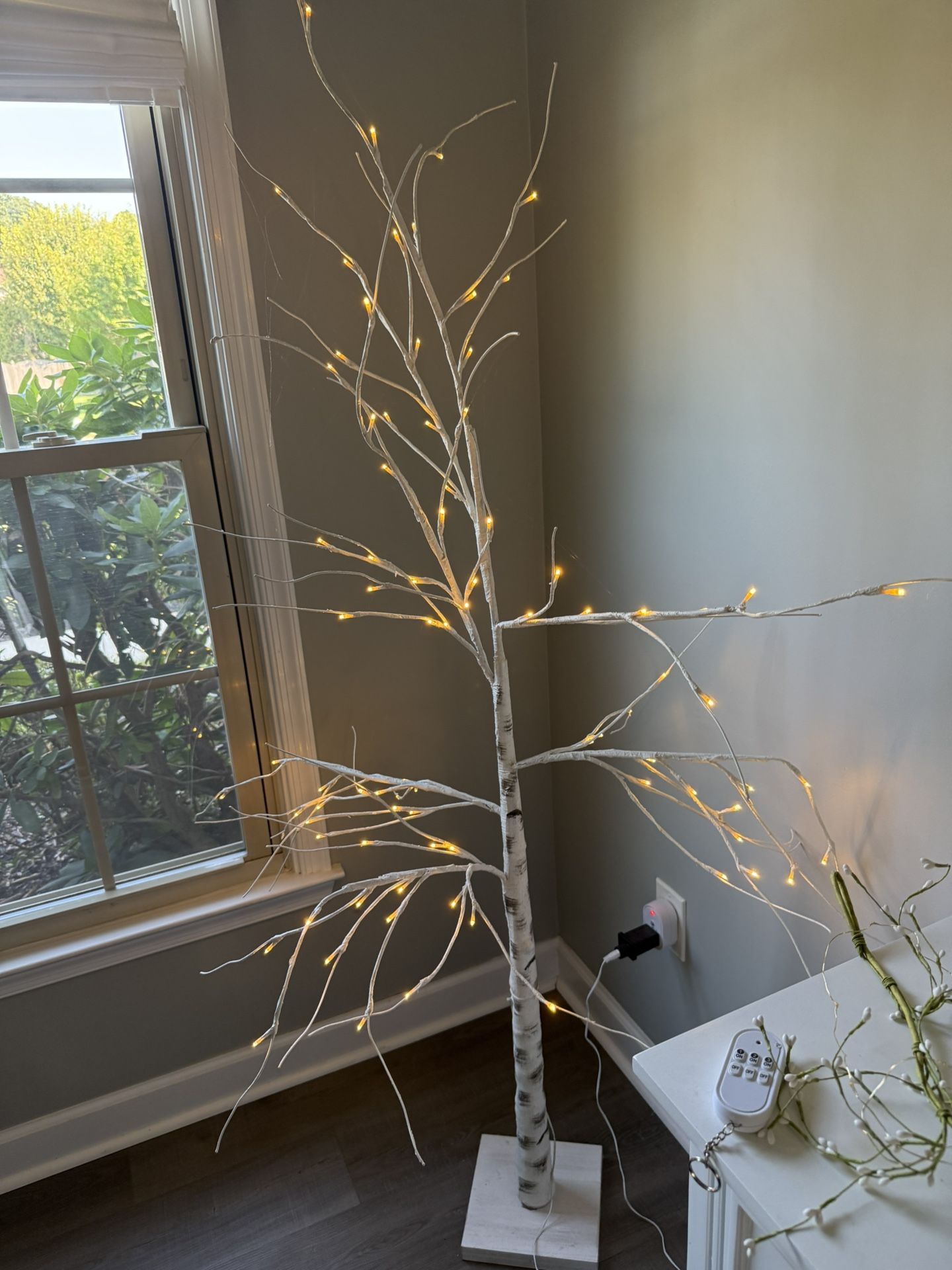 White Lighted Indoor Birch Tree