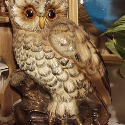 Vintage 70’s HUGE Ceramic Owl Atlantic Mold 21 H Decor
