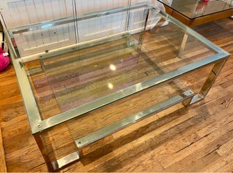XLarge Chrome And Glass Coffee Table (Size in Description )- Pick Up Only Highland Park 90042