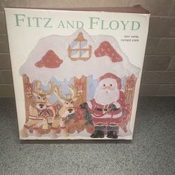 Vintage Fitz And Floyd “Deer Santa” Christmas Holiday Plate