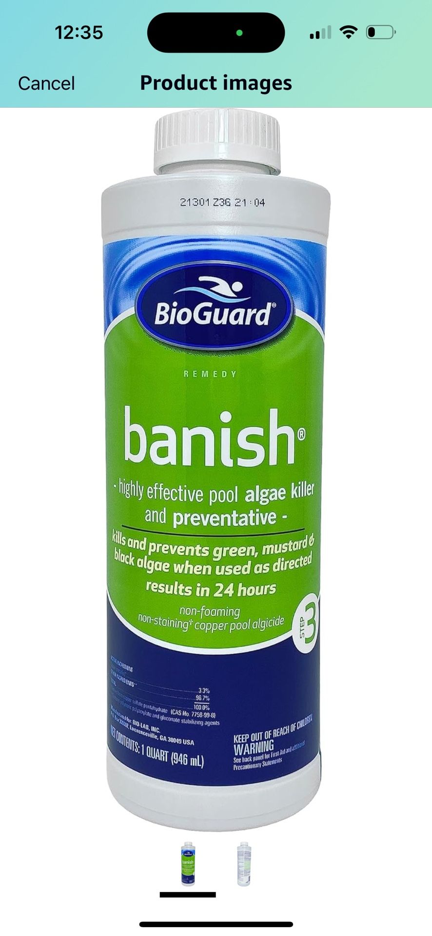 BioGuard Banish Pool Algae Preventative, 1 Quart, Fast-Acting, Non-Foaming, Keeps Water Clear, Provides Effective Control of Algae Growth