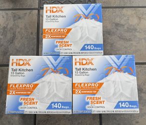 Trash Bags HDX Tall Kitchen 13 Gallon Drawstring 3x140 Count