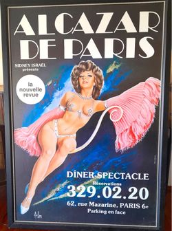 HUGE  French - Parisienne Cabaret Poster - vintage repro 70's