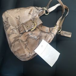 New Condition Embossed Python Coach Bag