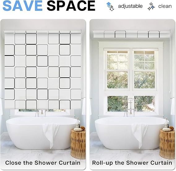2 NEW ROLLUP SHOWER CURTAINS
