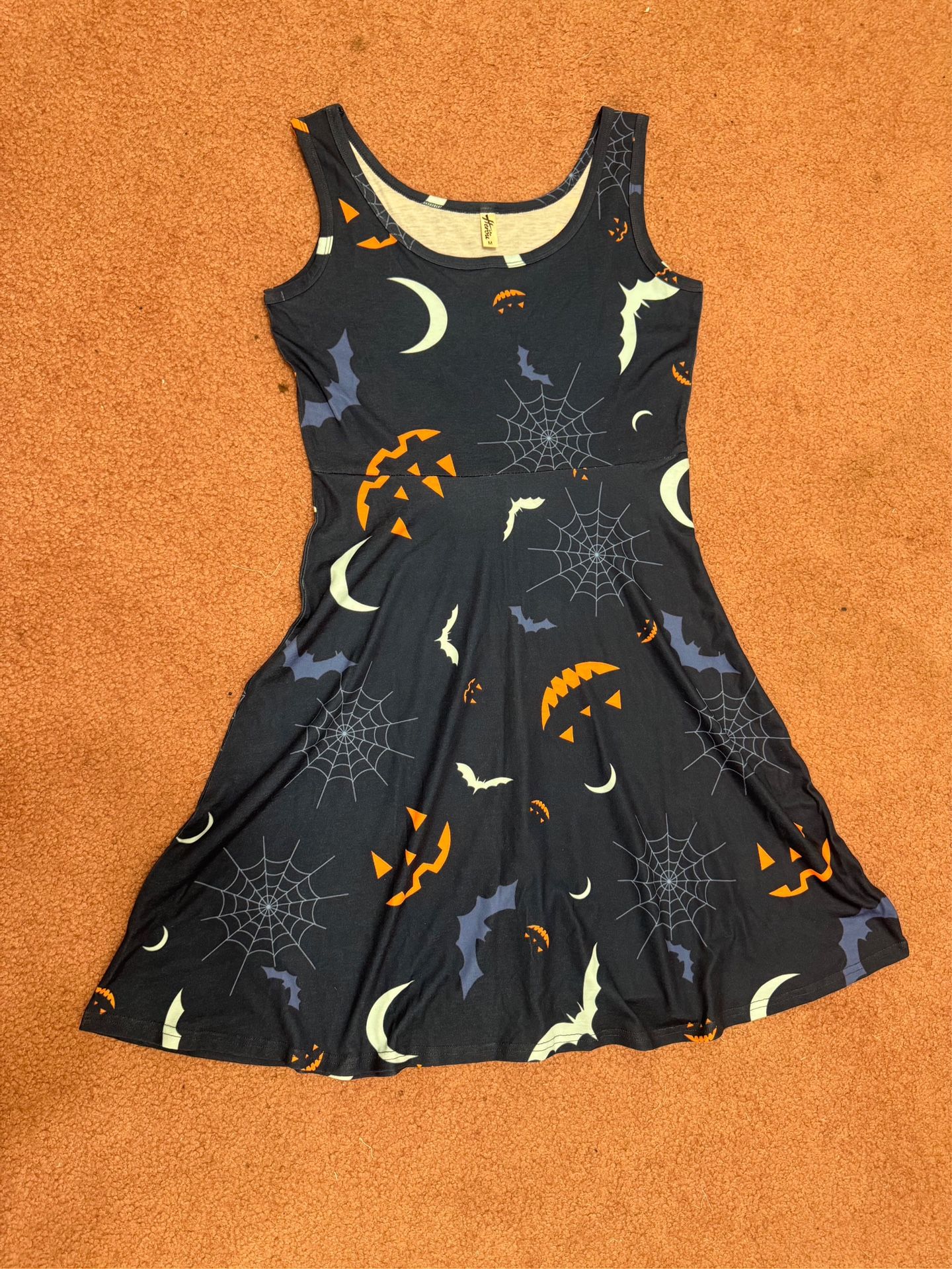 New Medium Halloween Pumpkin dress costume goth gothic short stretchy