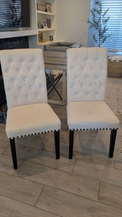Set of 2 Tufted Upholstered Dining Chairs
