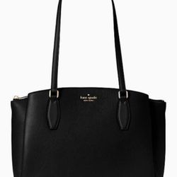 Kate Spade Monet Large Triple Compartment Tote with black pebbled leather, new with tags