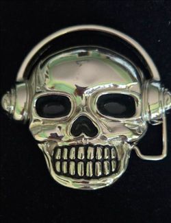 Stainless steel skull buckle, 3.5"