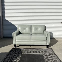 Atmore Top Grain Leather Loveseat - Blue - 🚚 FREE DELIVERY AVAILABLE ✅