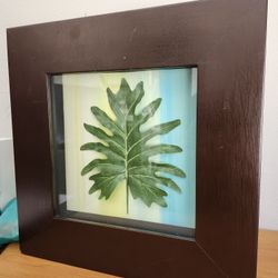 16" X 16" Squared Dark Brown Shadow Box Frames Artwork Hanging Wall Art Plant Fern