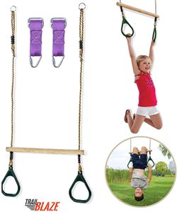 Swing Bar - Monkey Bars for Kids Swing Set Accessories Buckle Straps Connect to Ninja Warrior Obstacle Course for Kids