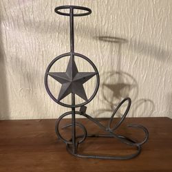 Cast Iron Double Bottle Wine Rack Star Emblem 14x8”Bottle Caddy 