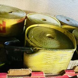 10 Pack Kinedyne 4" x 30' Winch Straps with Flat Hook, WLL 5400 Trailer Flatbed Tie Down Straps