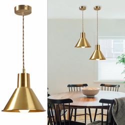 KCO Lighting Brushed Gold Pendant Lighting Modern Cone Pendant Light Brass set of 3