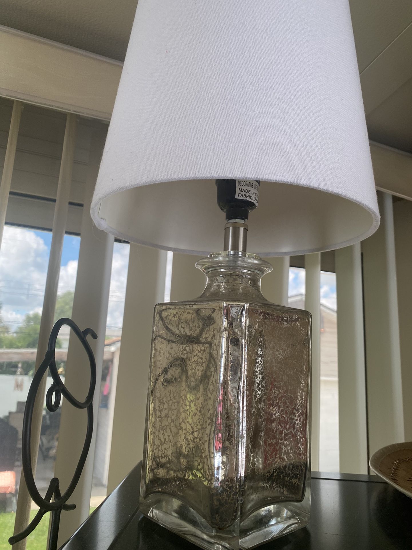 Glass Small Table Side Lamps (two ) Very Nice Excellent Condition…..