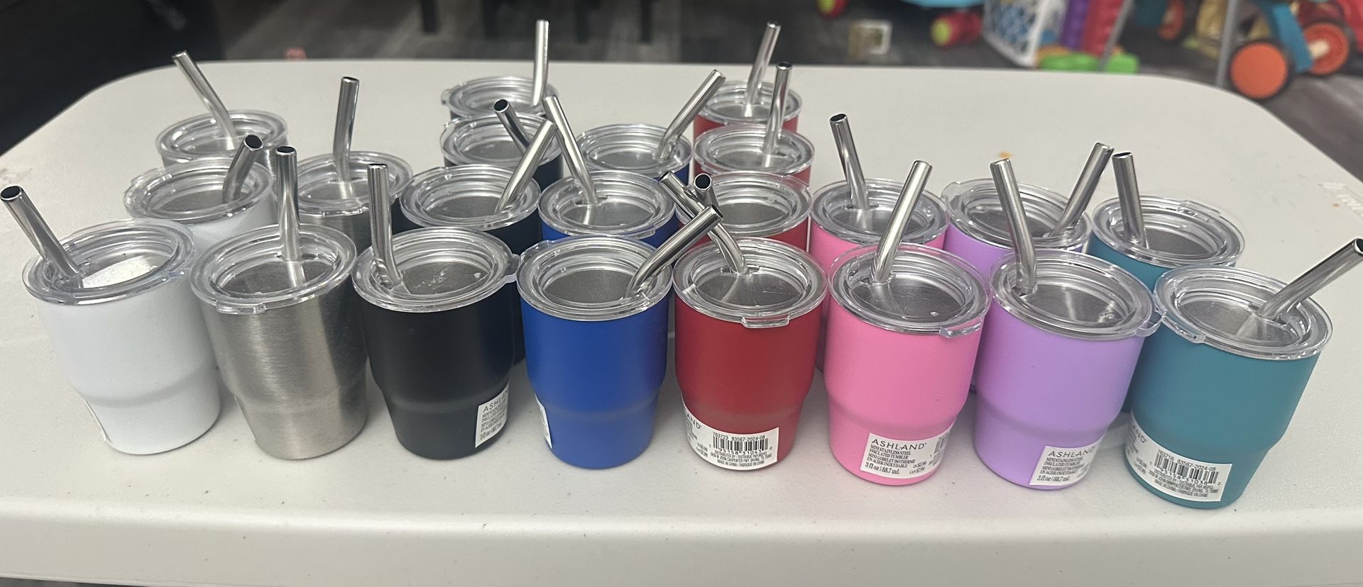 Mini Stainless Steel Insulated Tumbler 3 Oz With Lid And Straw White Black Silver Blue Red Pink Purple Teal