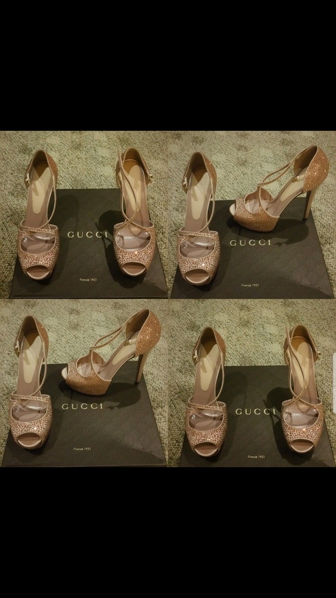 Authentic Gucci high heels rhinestones bling size 38