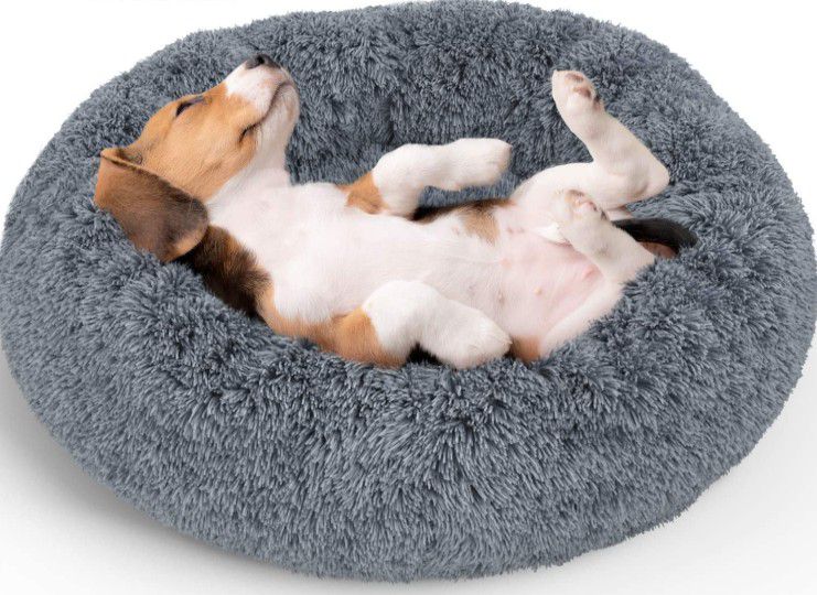 Plush sedative dog and cat donut bed, cotton candy nest sedative pet bed