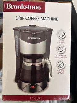 Brookstone COFFEE MAKER 10 Cup ANTI-DRIP FEATURE KEEP WARM FUNCTION