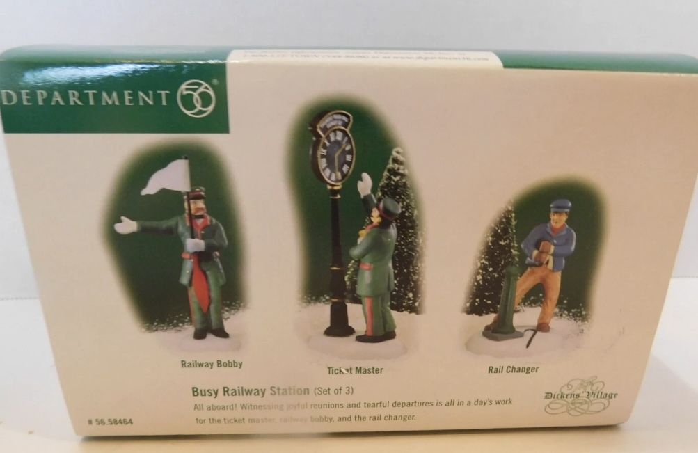 Dept 56 BUSY RAILWAY STATION Set of 3 DICKENS Village Figures 58464 NEW