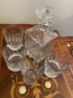 Crystal Decanter Set * Gilded Gold Paintings & Prints * Brass Touch Lamps X 3 * Bathroom Waste Basket