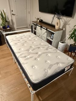 Twin Bed Frame + Twin Mattress