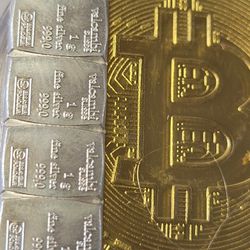 Bundle 1oz Gold Bitcoin Round + 3g Silver Investment 