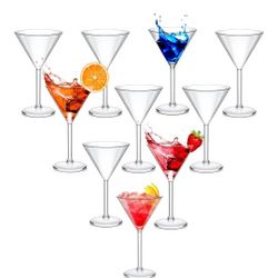 12 Pack Plastic Martini Glasses Bulk 10 oz Large Reusable Clear Cocktail Glasses Unbreakable Acrylic Plastic Cup Drinkware for Bar Margarita, Whiskey 
