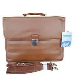 New McKlein USA - Ashburn Brown Full Grain Cowhide Leather Laptop Case 15144