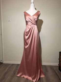 Dusty Rose Satin Floor-Length Formal Gown