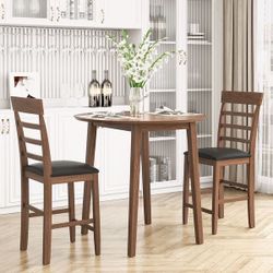 3PCS Round Drop-Leaf Table with 2 Upholstered Chairs [NEW] **Assembly Req** 